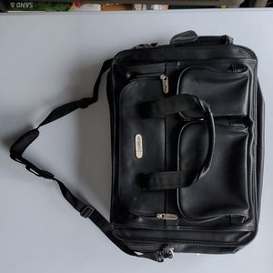 Vintage Compucase laptop bag. Black leather.